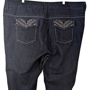 Melissa McCarthy Seven7 Size 24W Slim Boot Cut Jeans Dark Blue Denim